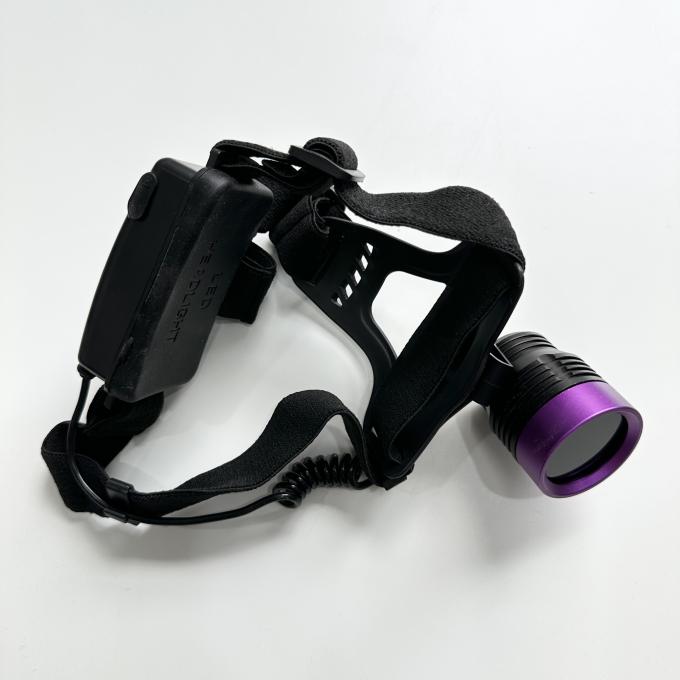 Lampe frontale UV à particules magnétiques fluorescentes DG-3101S avec une longueur d'onde maximale de 365 à 370 nm et 2 piles de batterie au lithium 18650 2